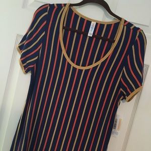 Lularoe Gold, Red and Blue stripe NWT medium shirt